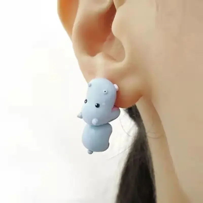 2pcs/1pair Animal Cartoon Stud Earring For Women Cute Dinosaur Little