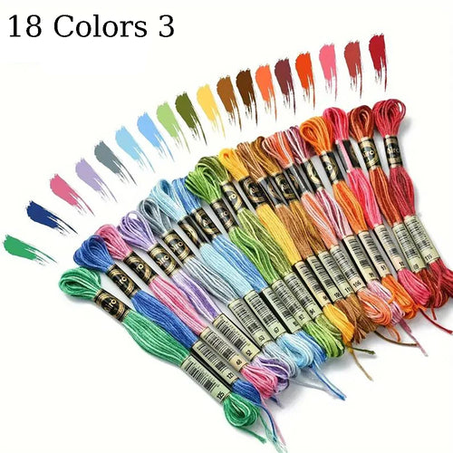 18 Colors Embroidery Thread Cotton Sewing Skeins Craft Cross Stitch