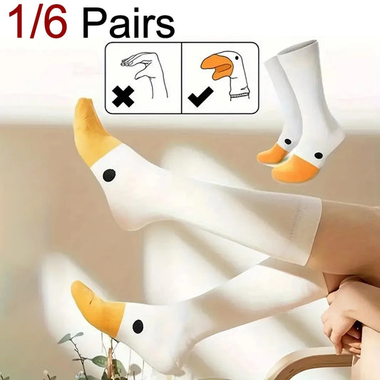 1/6 Pairs Cartoon Women Socks Fashionable And Versatile Cute Design