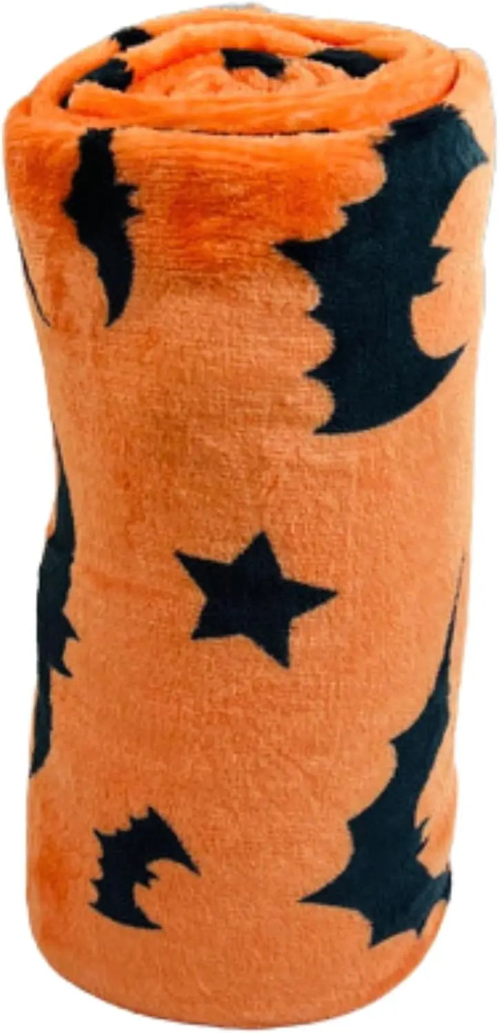 1PC Festive Halloween Black Bats Printed Flannel Blanket Perfect gift