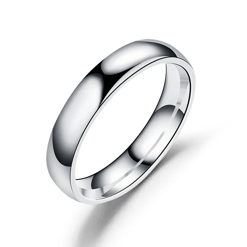 Simple 4mm 6mm Titanium Ring Women Men Prevent Allergy High Polished