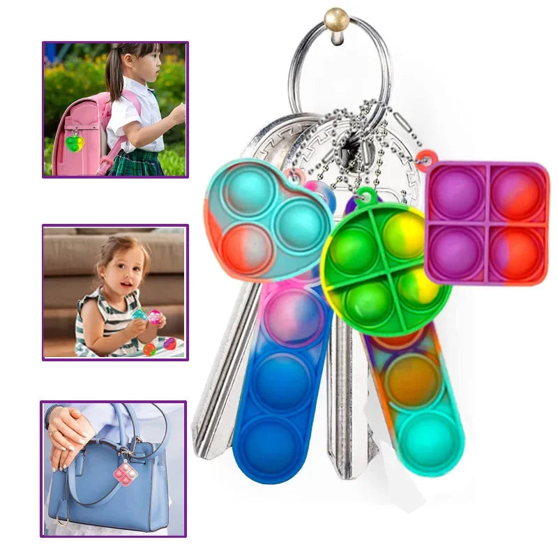 30PCS Pop Fidget Toys Mini Pop Keychains Toddler Toys Fidgets Pack