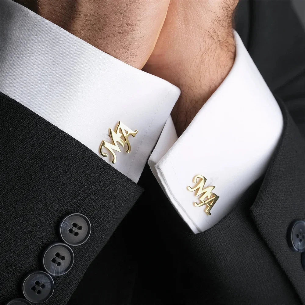 Tangula Custom Men's Stainless Steel Cufflinks For Groom Initials