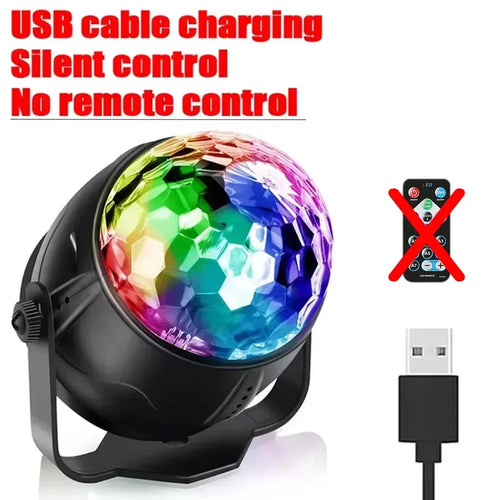 RGB LED Stage Disco Light Rotating DJ Ball Strobe Sound Control Magic