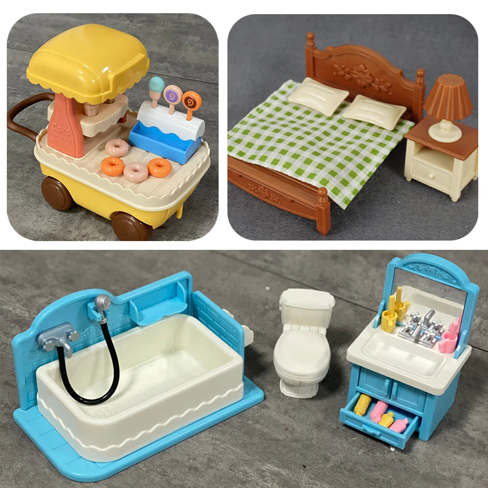 1:12 Miniature Furniture Forest Family Kitchen Toy Dining Table