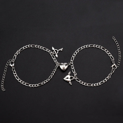 2Pcs/set Magnet Couple Bracelets Heart Attraction Bracelet Stainless