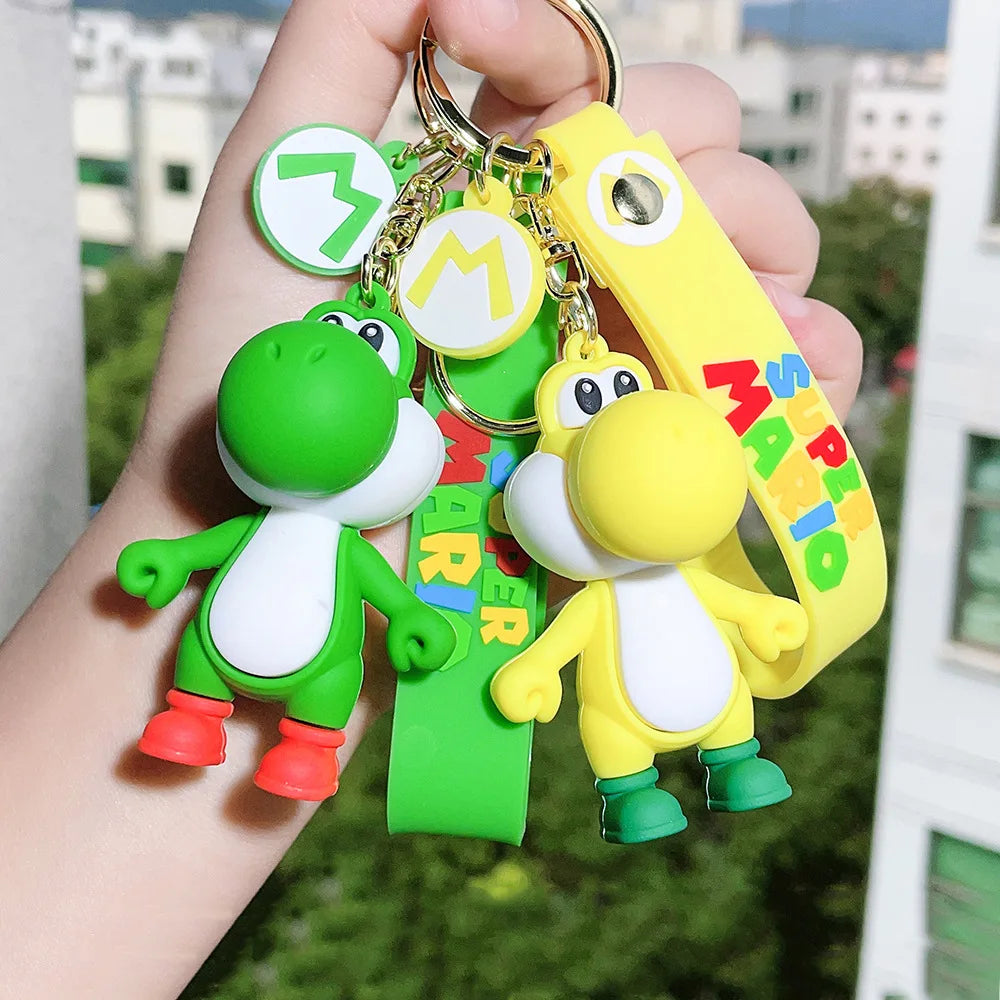 Super Mario Keychain Mario Bros Luigi Toad Yoshi Bowser Action Figure