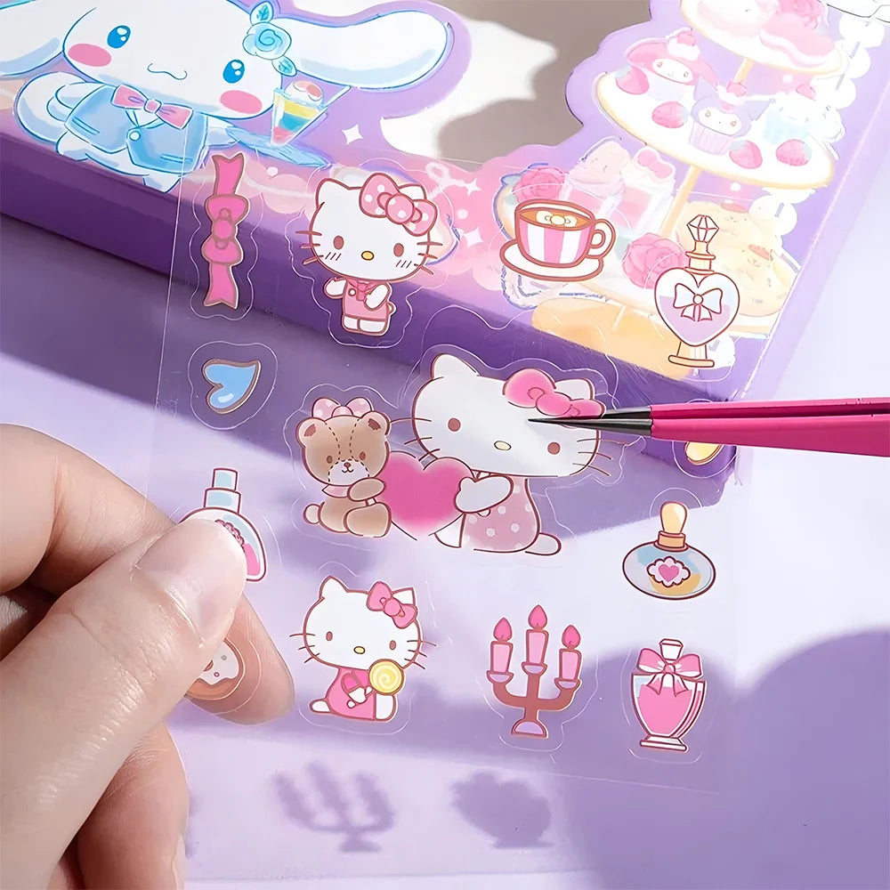 100pcs Cute Sanrio Stickers Kawaii Kids Girls Decals Toys Transparent