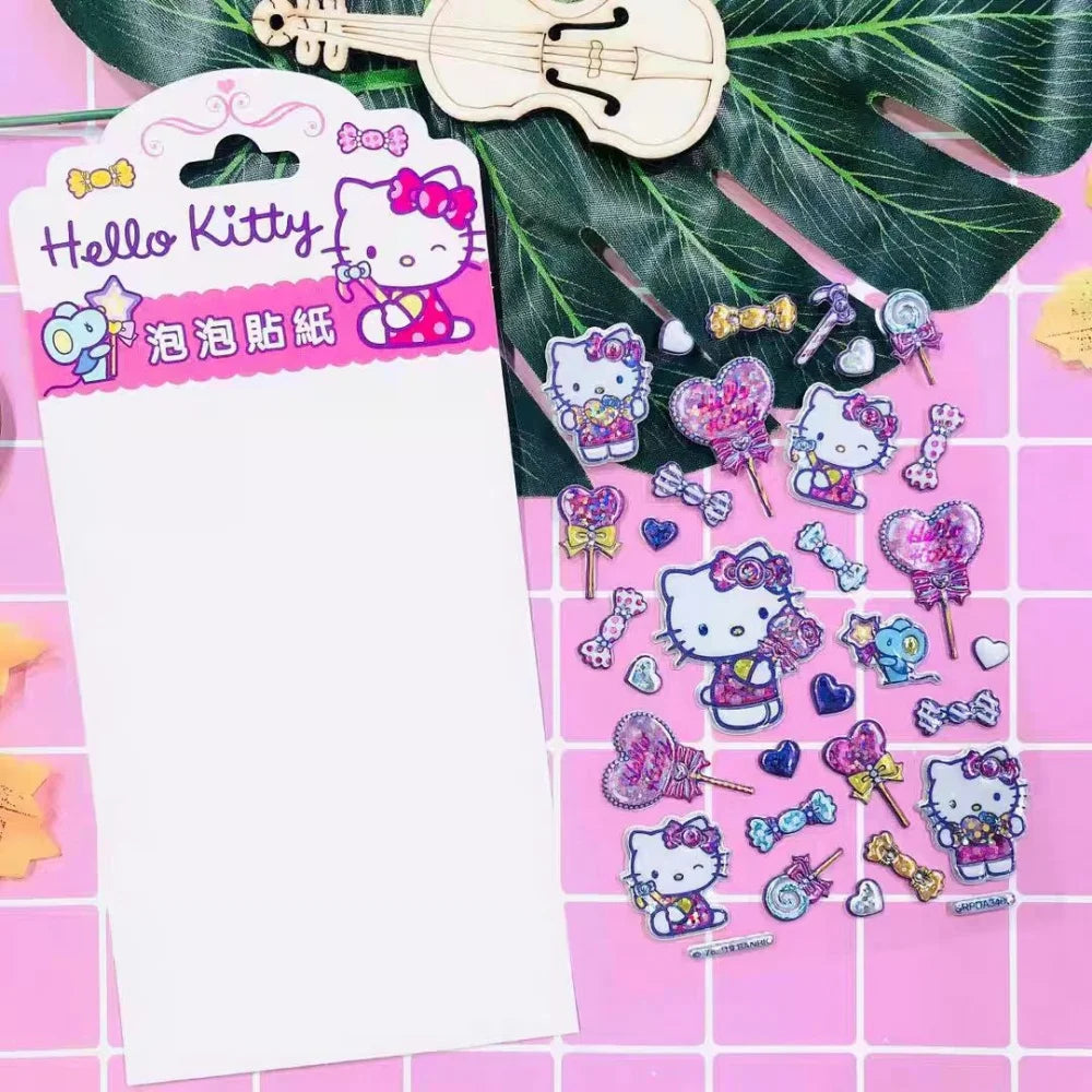 Genuine Sanrio Hello Kitty Glitter Stickers Cartoon Kt Cat Toys Decals