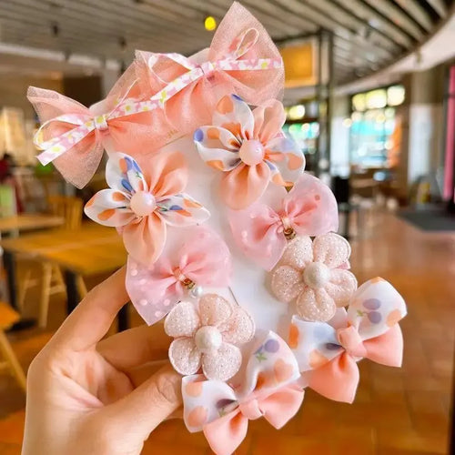 10Pcs/Set Cute Bows Baby Hairclips Lace Flower Children Girls Hairpins