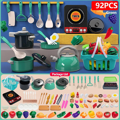 Kids Kitchen Toys Set 92/69/59 PCS Play Kitchen Accessories Kit with