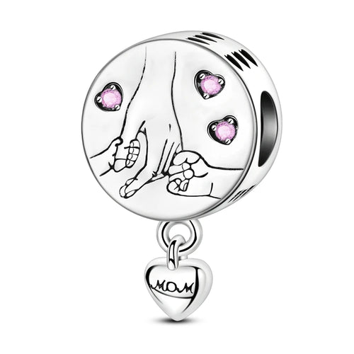 Charms Beads 925 Sterling Silver Tree of Life Peach Heart Sweet Love