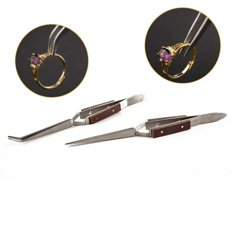 Stainless Steel Cross Locking Lock Tweezer Self Closing Jewelry