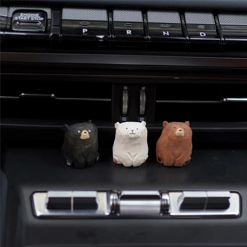 Wooden Bear Miniature Polar Bear Crafts Ornaments Cute Mini Solid Wood