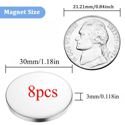 High-Power Neodymium Round Magnet 25x2/25x3/30x2/30x3 mm, Ideal for