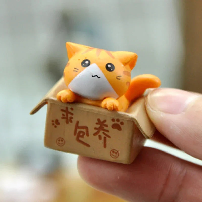Kawaii Mini Cat Ornament Garden kitten statue Gift For Kids Children