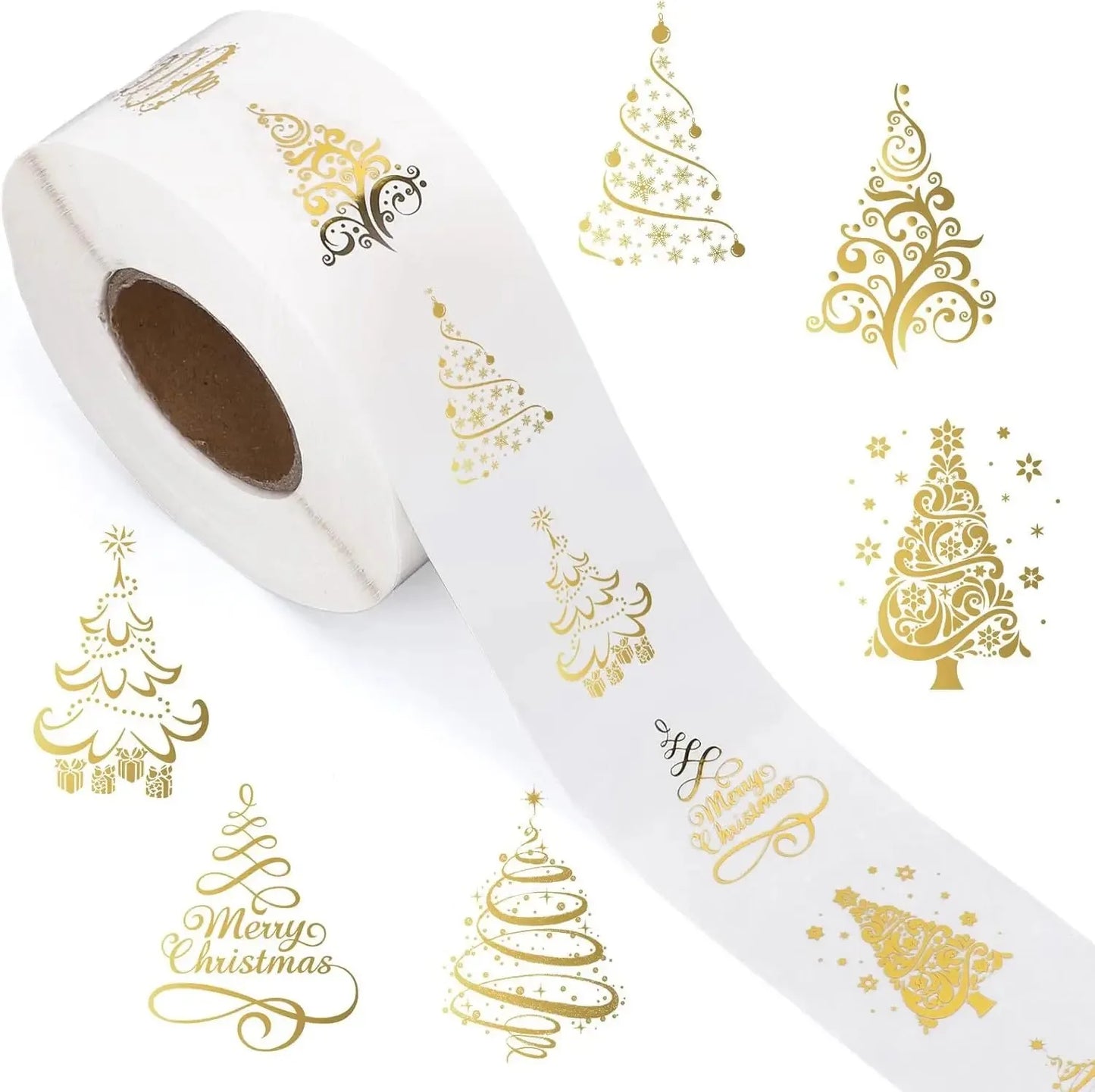 500pcs Clear Christmas Stickers Roll Seal Stickers Self-Adhesive Seals