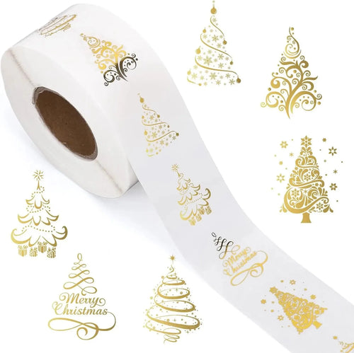 500pcs Clear Christmas Stickers Roll Seal Stickers Self-Adhesive Seals