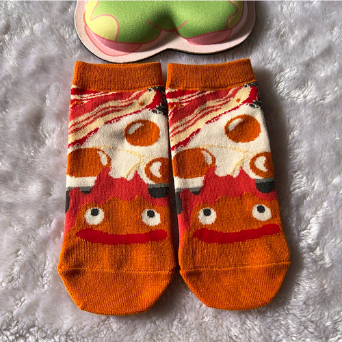 Japanese Anime Cartoon Grey Cat Socks Cute Calcifer Short Socks Jiji