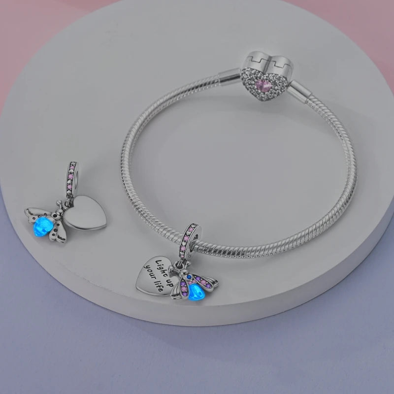Fit Original 925 Sterling Silver Charms Beads Luminous Firefly Charms