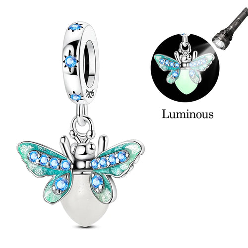 Fit Original 925 Sterling Silver Charms Beads Luminous Firefly Charms