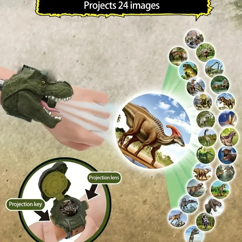1Pc 3D Dinosaur Projection Electronic Watch for Kids - Fun Luminous