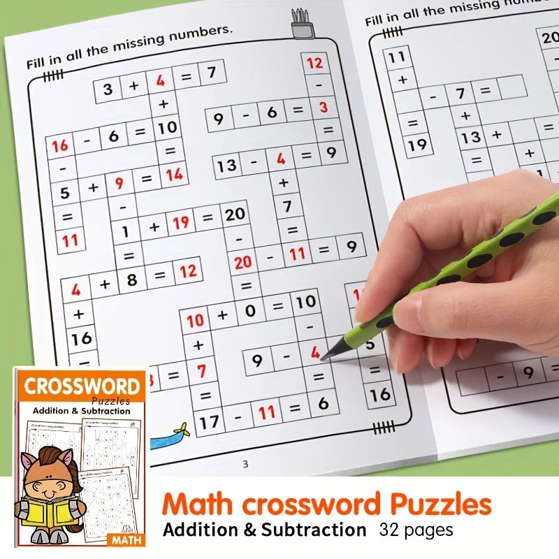 32-Page Math Fill-In-The-Blank Puzzle Activity Book: Children's