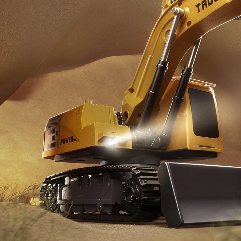 Alloy Remote Control Excavator Toy Car with Lights Sound Effect