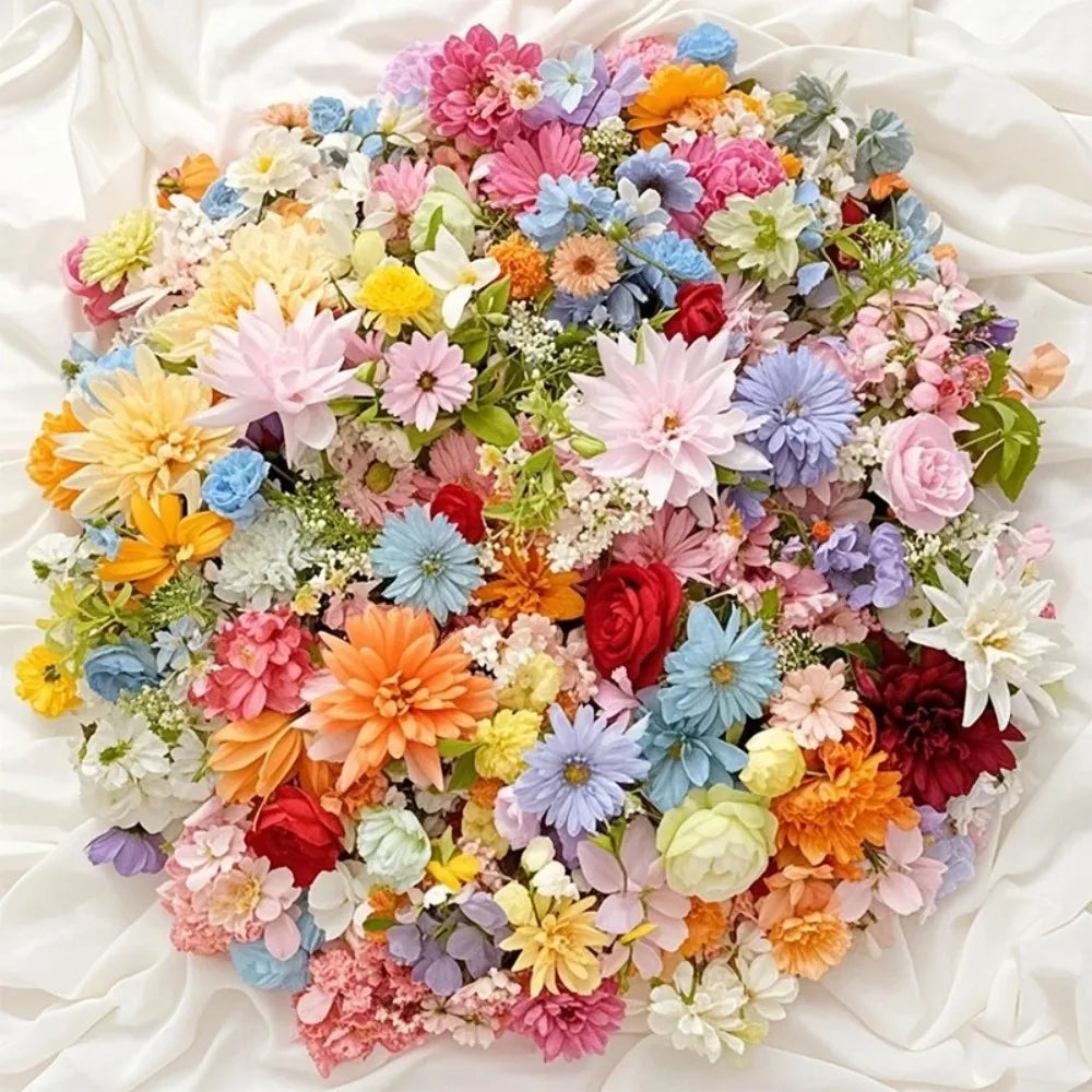 20/52Pcs Random Mix Artificial Flowers Silk Fake Flowers for Home Room