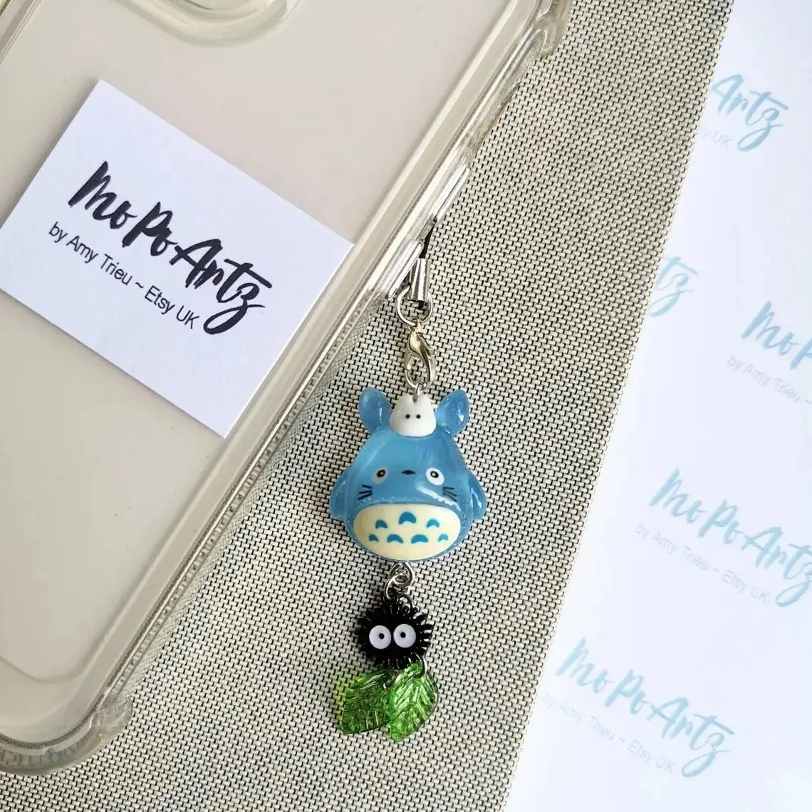 Handmade Cat keychain, Anime Totoro Cosplay Black Briquettes Green