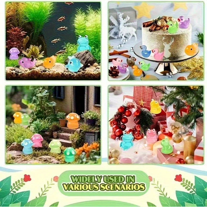 /5-60pcs Glow In The Dark Mini Resin Animals & Mushroom Blind Bags