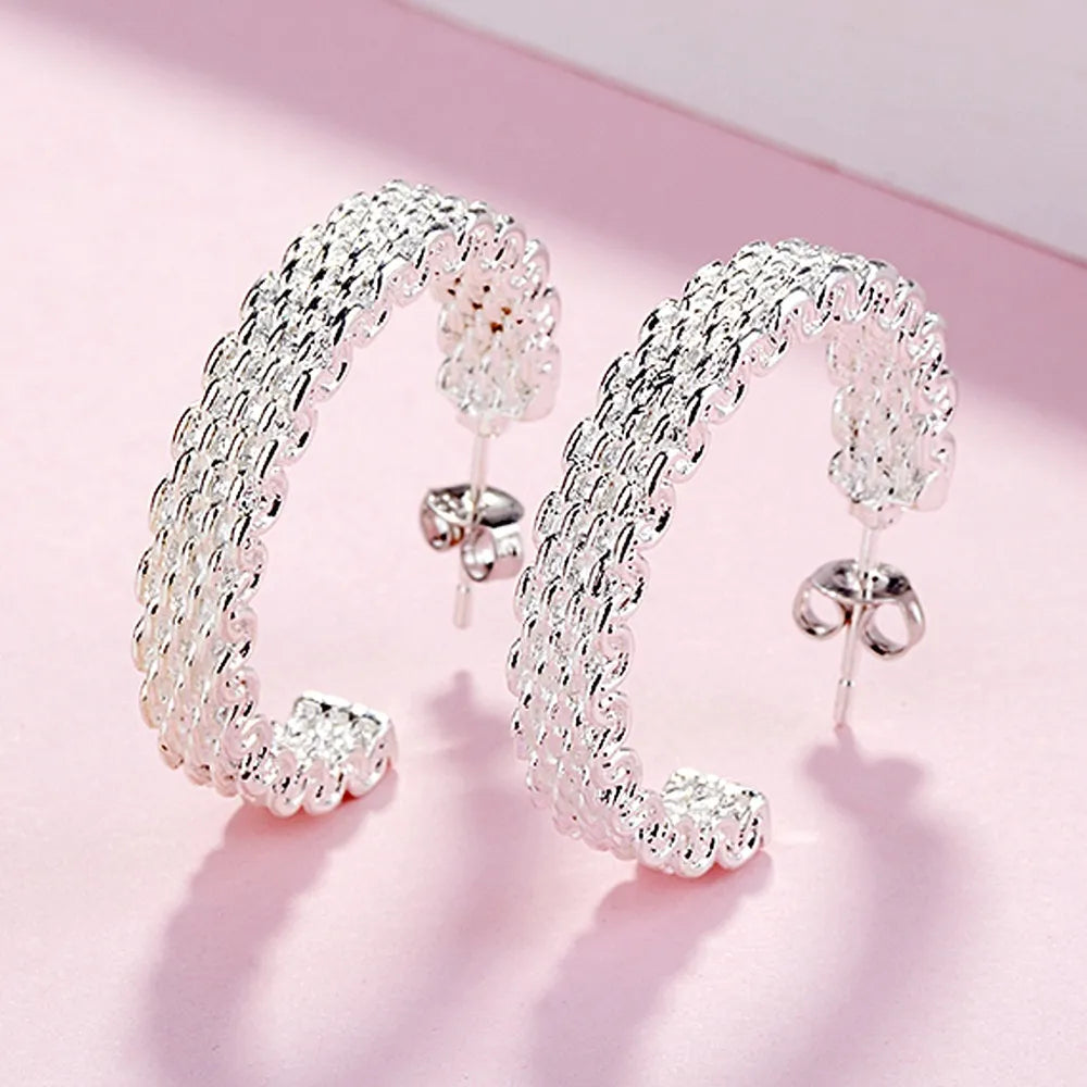 Popular fine 925 Sterling Silver charms stud Earrings for Women