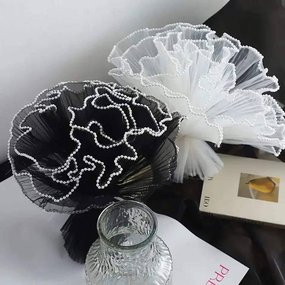 28cmx400cm Flower Wrapping Paper Pearl Wave Yarn Flower Packaging Lace