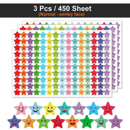 450-3000 Sheet Happy Face Stars Reward Sign Stickers Pack DIY
