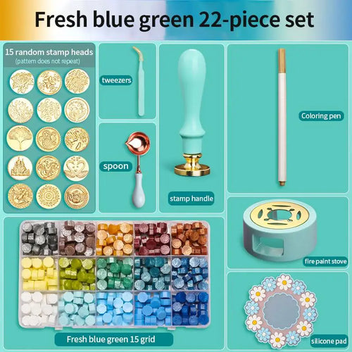Wax Seal Stamp Set Lacquered Stamp Sealing Wax Kit DIY Craft Supplies