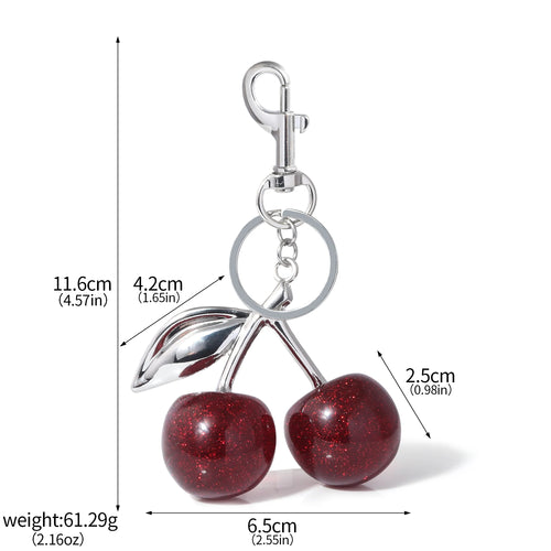 Fashion Delicious Red Cherry Keychain Summer Fruits Cherries Pendant