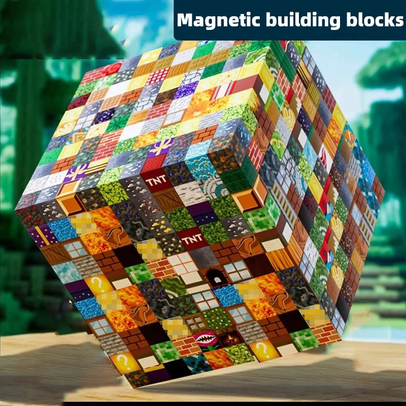 Magnetic building block toy storage box set Children's DIY assembly