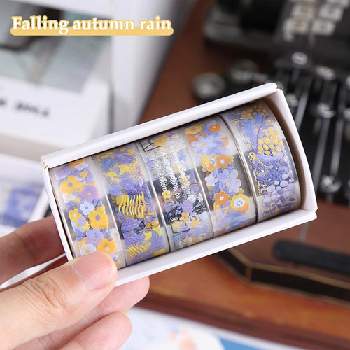 5-PCS boxed transparent pet flower language and paper tape diy