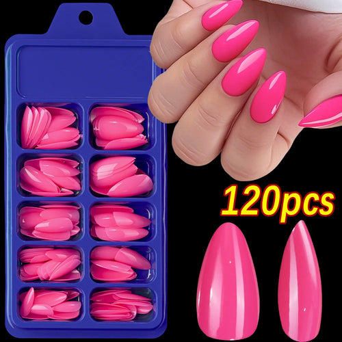 120Pcs Red Short Square Fake Nails Summer Glossy Full Cover Press on