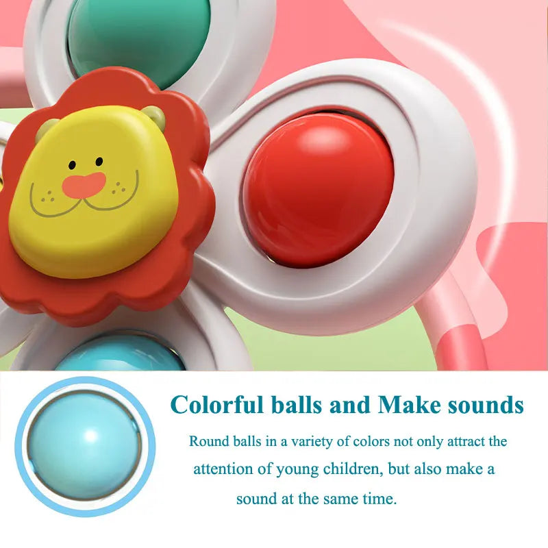 3PC Set Suction Cup Spinning Cartoon Animal Spinner Toys For Kids