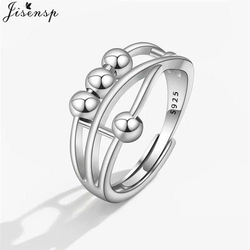 Simple Metal Beads Fidget Rotating Rings for Women Men Rotate Freely