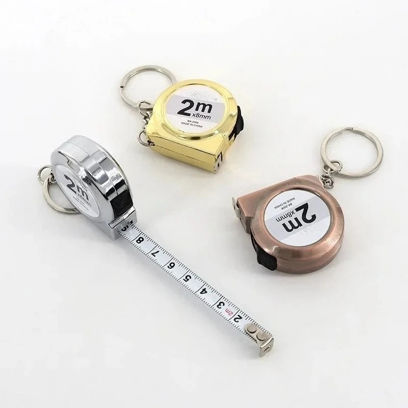 Portable Mini Tape Measure Retractable 2m Mild Steel Keychain Design