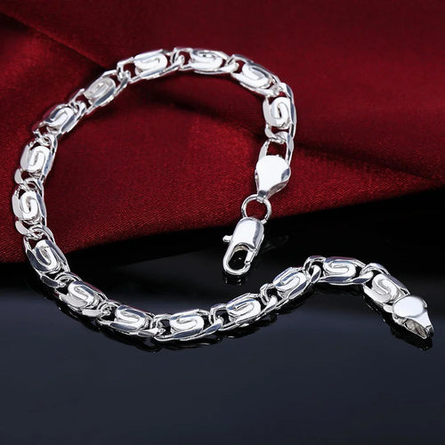 Fine 925 Sterling Silver Noble Nice Chain Solid Bracelet for Women Men