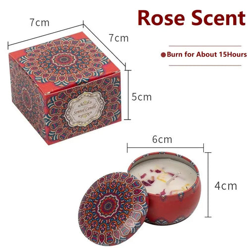 1/4PCS Vintage Scented Candles Soy Wax Candle Jars Flower Fragrance