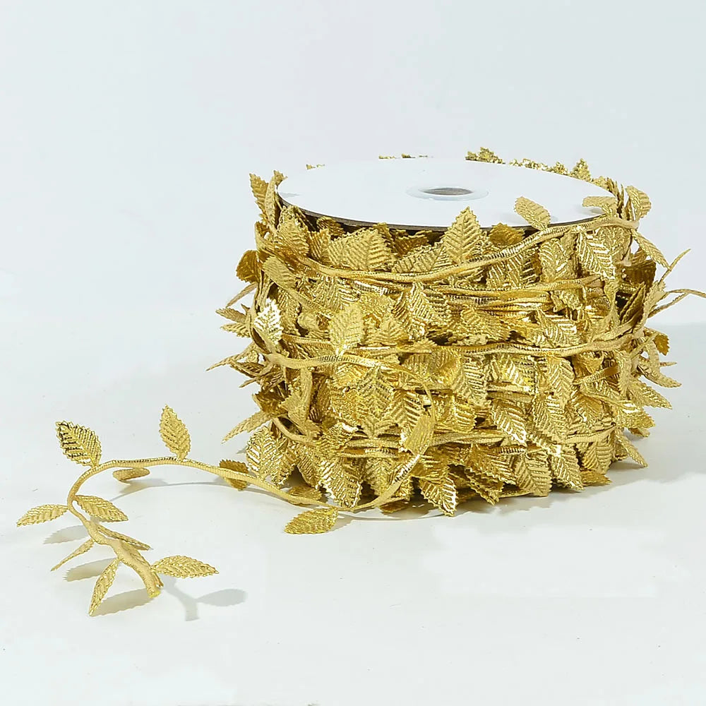 5M Gold Leaves Vine Artificial Silk Leaf Wreath Home Handmade