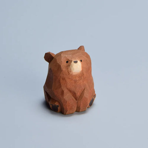 Wooden Bear Miniature Polar Bear Crafts Ornaments Cute Mini Solid Wood