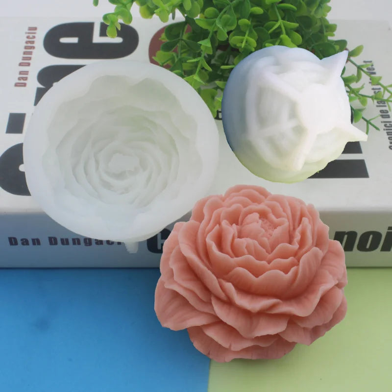 Large Peony Flower Silicone Candle Mold Diy Handmade 3D Rose Candle