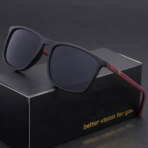 Classic Square Men's Sunglasses Comfortable Lightweight Black Frame