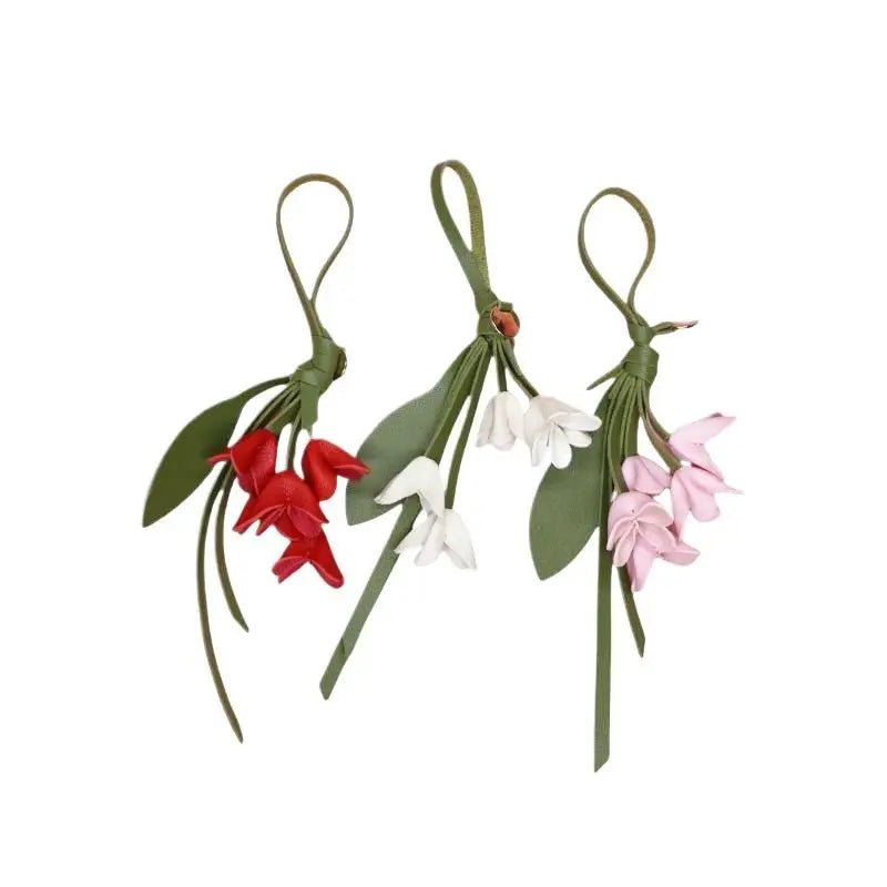 1Pcs Fashion PU Leather Simulation Osmanthus Keychain Bag Pendant