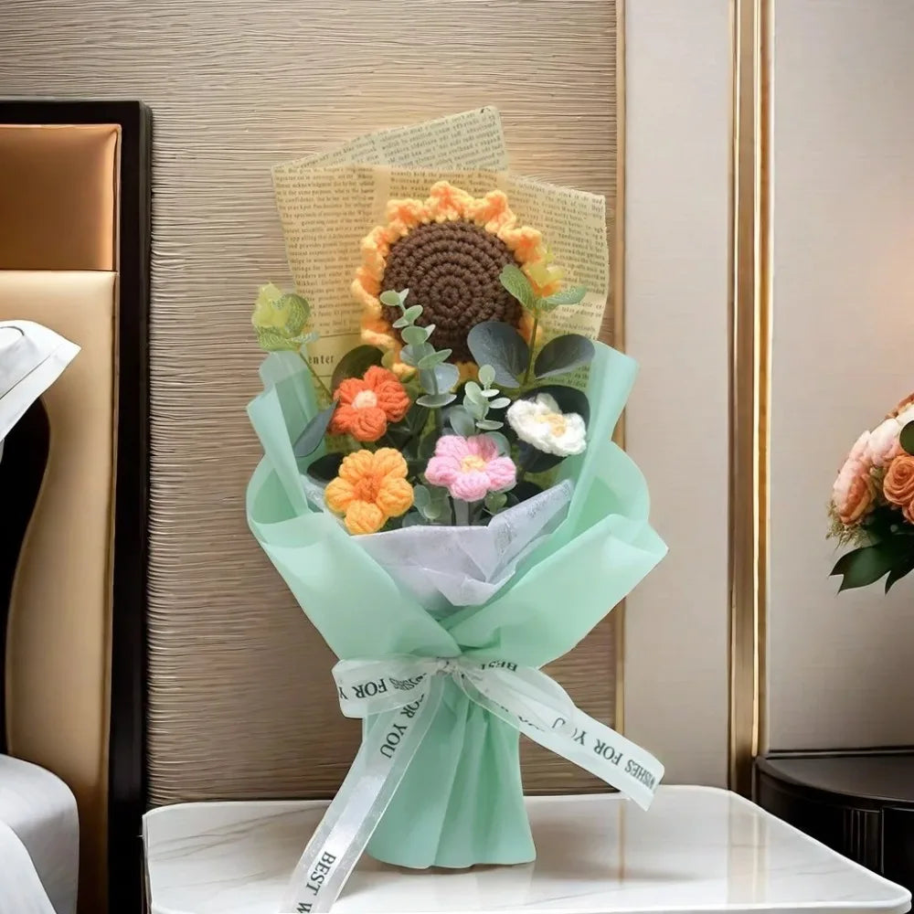 Artificial Flower Crochet Bouquet Eternal Flower Handmade Graduation